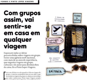 Capa do artigo da Forbes sobre a Pinto Lopes Viagens